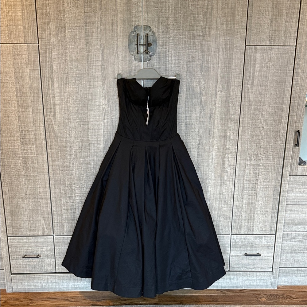 Miss Rosier Katherine Black‎ Off-Shoulder Corset Midi Dress